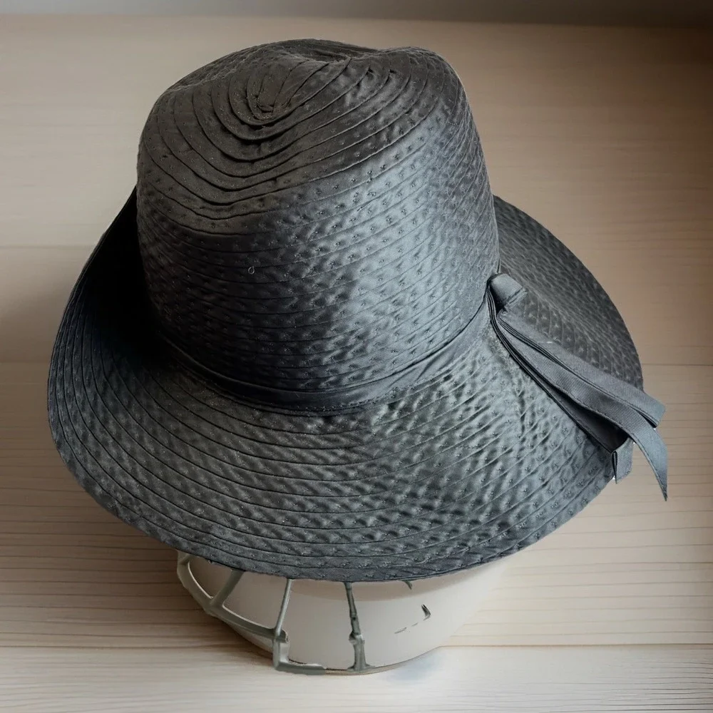 True Vintage Grosgrain Black Hat Pin M Brimmed Sun Cottage Boater Classic Iconic